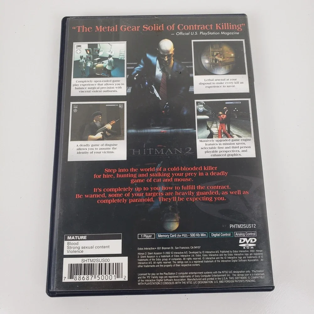 Hitman 2 Silent Assassin Sony PlayStation 2 PS2 Game SLUS-20374 Eidos NTSC U/C
